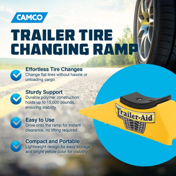 Tandem Trailer Tire Changing Ramp with  5.5 Lift, Yellow - Image 3