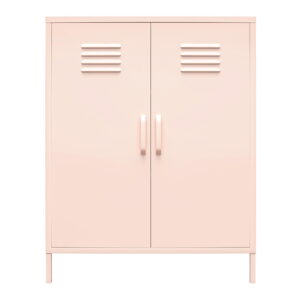 Shadwick 2 Door Metal Locker Style Storage Accent Cabinet, Pink