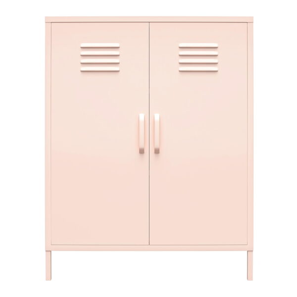 Shadwick 2 Door Metal Locker Style Storage Accent Cabinet, Pink
