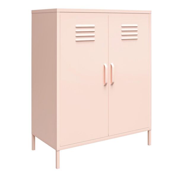 Shadwick 2 Door Metal Locker Style Storage Accent Cabinet, Pink - Image 7