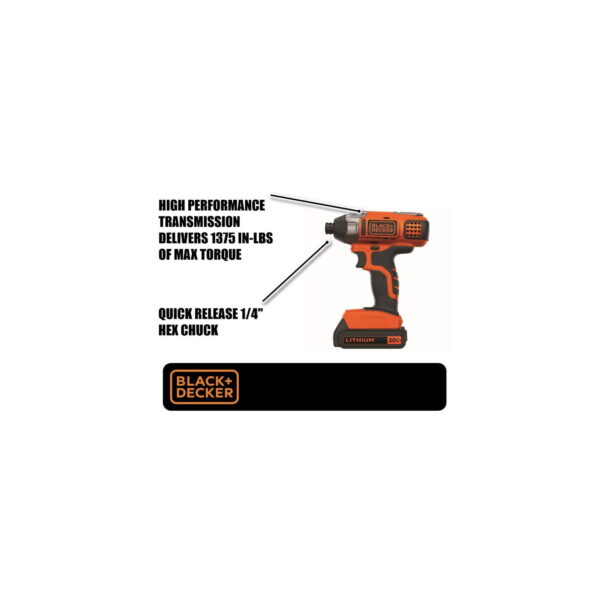 20-Volt MAX* Lithium-Ion Cordless Impact Driver, BDCI20C - Image 9