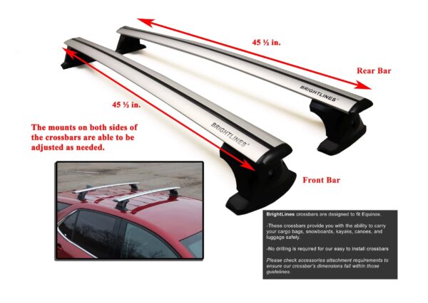 BRIGHTLINES Heavy Duty Anti-Theft Premium Aluminum Roof Bars Roof Rack Crossbars Compatible with 2018-2019 Chevy Equinox Without Roof Rails - Image 3