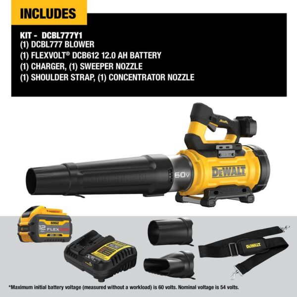 DCBL777Y1 VOLT 60V MAX 157 MPH 760 CFM Brushless Cordless Battery Powered Blower Kit with (1) VOLT 4 Ah Battery   Charger - Image 3