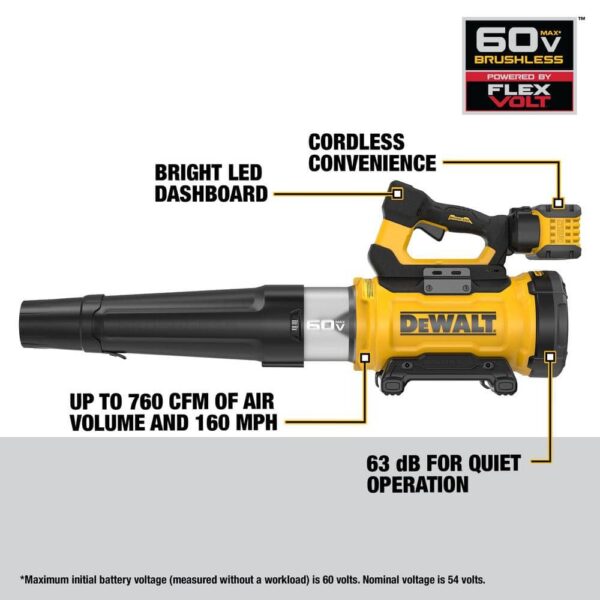 DCBL777Y1 VOLT 60V MAX 157 MPH 760 CFM Brushless Cordless Battery Powered Blower Kit with (1) VOLT 4 Ah Battery   Charger - Image 2