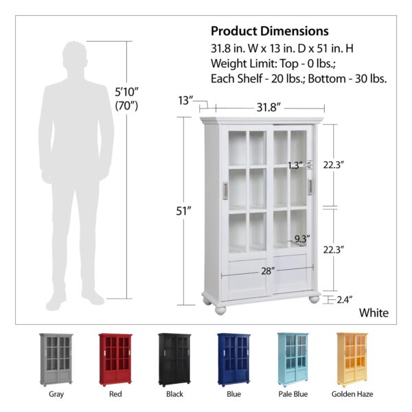 Home Arron Lane Bookcase with Sliding Glass Doors-Finish, Red - Image 7