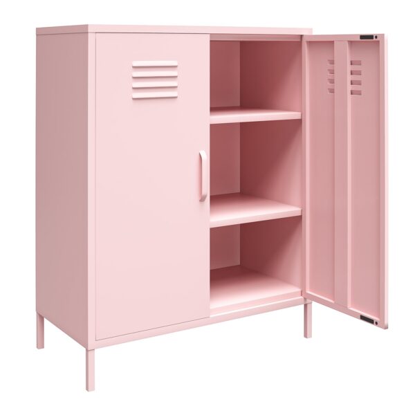 Novogratz Cache 2 Door Metal Locker Style Storage Accent Cabinet, Bashful Pink - Image 4