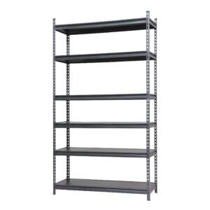 Stronghold Garage Gear 6-Shelf Boltless Rack with Wood Decking, Textured Gray, 600lbs per shelf