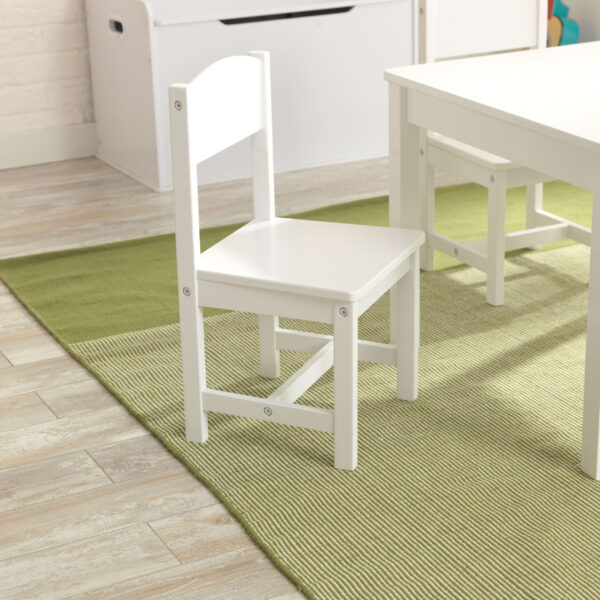 Wooden Farmhouse Table   4 Chair Set, White - Image 9