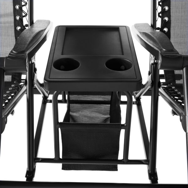 Zero-Gravity Steel Porch Swing, Black - Image 4