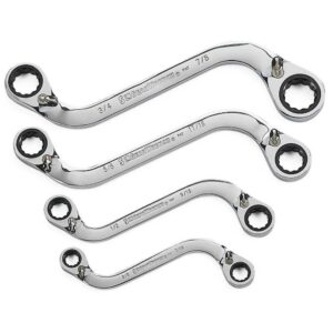 85399 72-Tooth 12 Point SAE Reversible S-Shape Double Box Ratcheting Wrench Set (4-Piece)