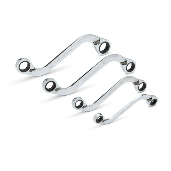 85399 72-Tooth 12 Point SAE Reversible S-Shape Double Box Ratcheting Wrench Set (4-Piece) - Image 3