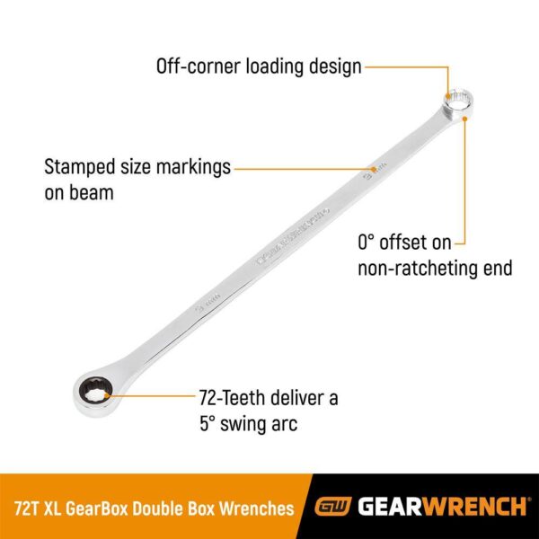 85998 72-Tooth 12-Point SAE XL GearBox Double Box Ratcheting Wrench Set (9-Piece) - Image 3
