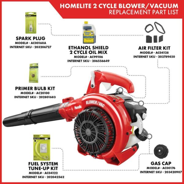Homelite UT26HBV 150 MPH 400 CFM 26cc Gas Handheld Blower Vacuum - Image 2