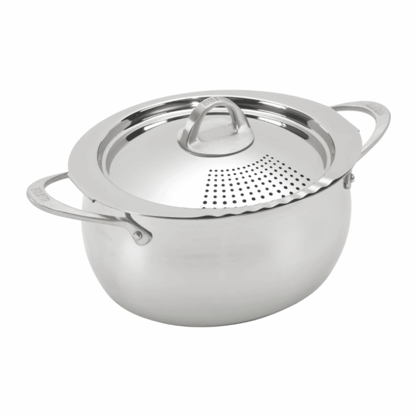Bialetti Oval 6 Quart Multi-Pot with Strainer Lid, whole pasta, corn, lobster, Stainless Steel
