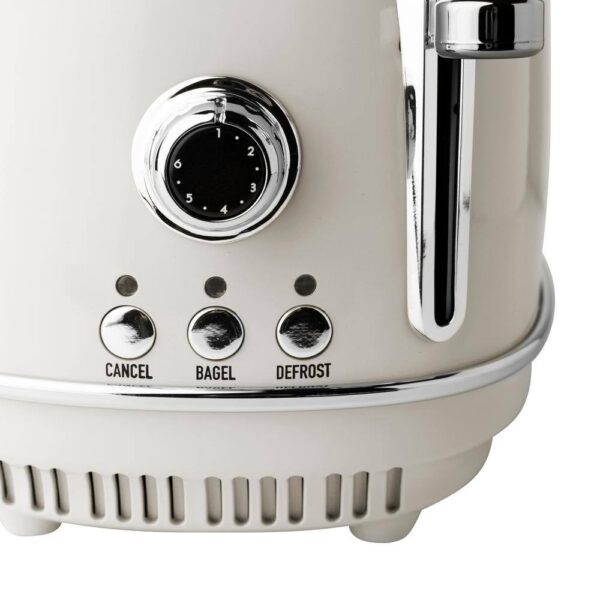 HADEN 75018 Heritage 900-Watt 2-Slice Wide Slot Ivory White Retro Toaster - Image 4