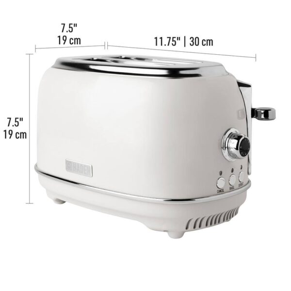 HADEN 75018 Heritage 900-Watt 2-Slice Wide Slot Ivory White Retro Toaster - Image 6