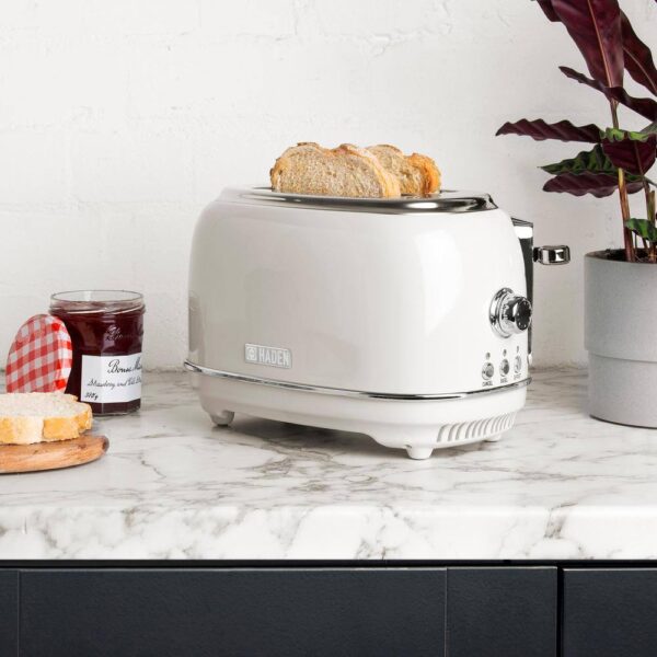 HADEN 75018 Heritage 900-Watt 2-Slice Wide Slot Ivory White Retro Toaster - Image 7