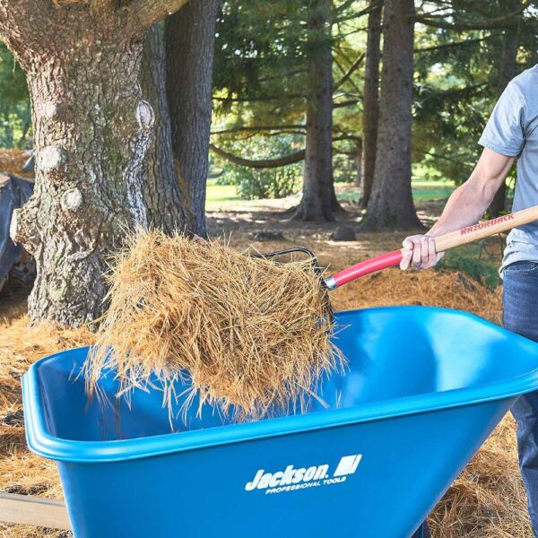 Jackson M6FFKB 6 cu. ft. Heavy Gauge Seamless Steel Wheelbarrow with Hardwood Handles - Image 4