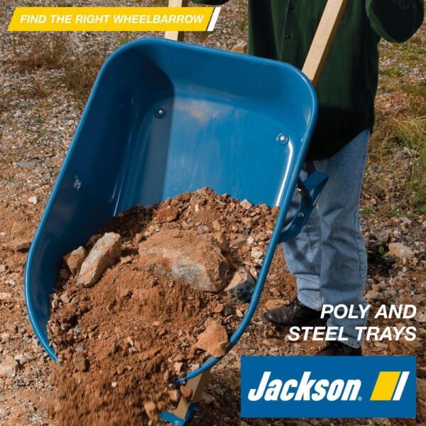 Jackson M6FFKB 6 cu. ft. Heavy Gauge Seamless Steel Wheelbarrow with Hardwood Handles - Image 8