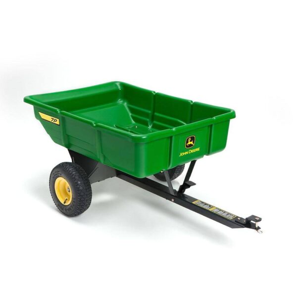 John Deere LP21935 450 lb. 7 cu. ft. Tow Behind Poly Utility Cart Dump Trailer with Universal Hitch - Image 4