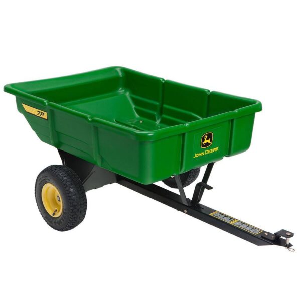John Deere LP21935 450 lb. 7 cu. ft. Tow Behind Poly Utility Cart Dump Trailer with Universal Hitch - Image 2