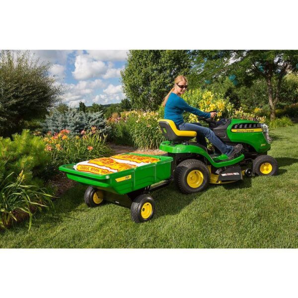 John Deere LP21935 450 lb. 7 cu. ft. Tow Behind Poly Utility Cart Dump Trailer with Universal Hitch - Image 8