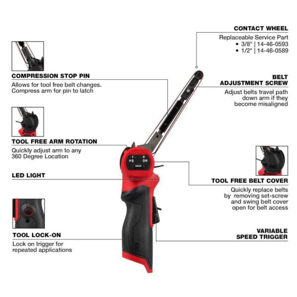 2482-20 M12  12V Lithium-Ion Brushless Cordless 1/2 in. x 18 in. Bandfile (Tool-Only) - Image 2
