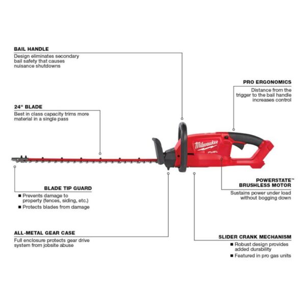 2726-20-48-11-1880 M18  24 in. 18-Volt Lithium-Ion Brushless Cordless Hedge Trimmer with 8.0 Ah High Output Battery - Image 5