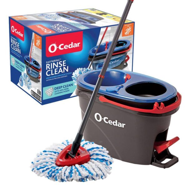 O-Cedar 174221 Easy Wring Rinse Clean Deep Clean Microfiber Spin Mop and Bucket System