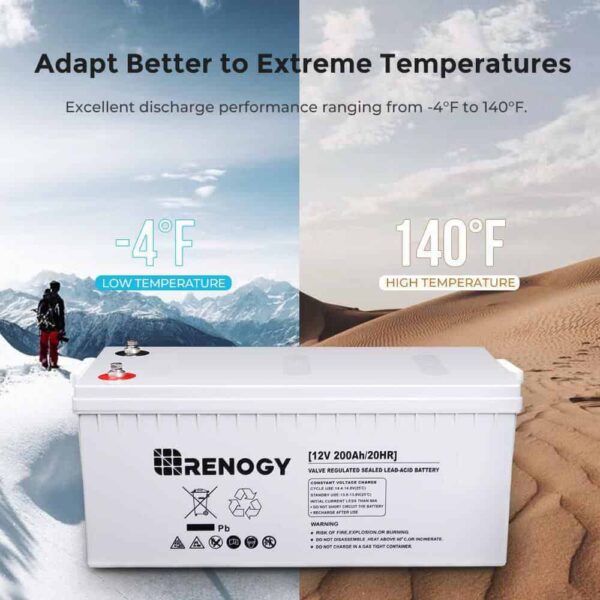 Renogy BATT-AGM12-200 Deep Cycle AGM Battery 12-Volt 200Ah Safe Charge Most Home Appliances for RV, Off-Grid Solar System, Maintenance-Free - Image 6