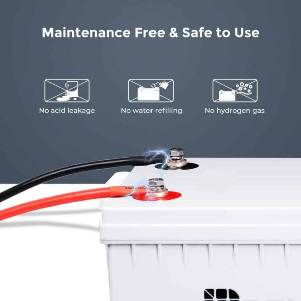 Renogy BATT-AGM12-200 Deep Cycle AGM Battery 12-Volt 200Ah Safe Charge Most Home Appliances for RV, Off-Grid Solar System, Maintenance-Free - Image 3