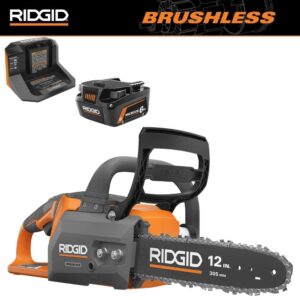 R01101K 18V Brushless 12 in. Electric Battery Chainsaw with 6.0 Ah MAX Output Battery and Charger