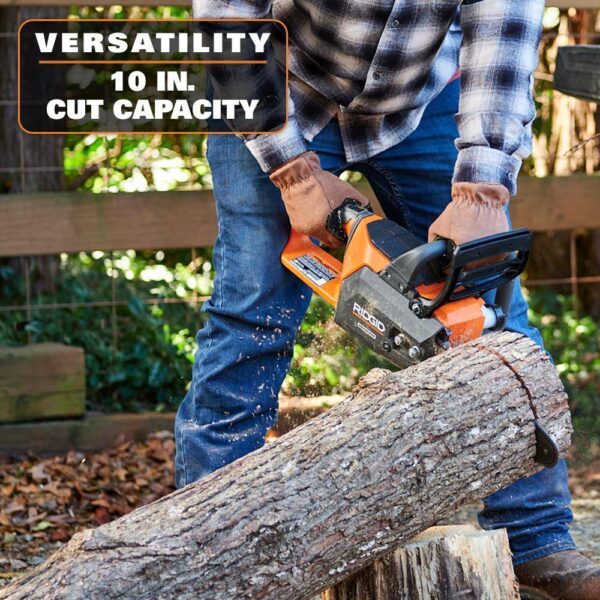 R01101K 18V Brushless 12 in. Electric Battery Chainsaw with 6.0 Ah MAX Output Battery and Charger - Image 6