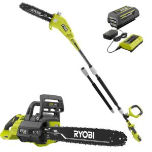 RY40550-PS 40V HP Brushless 16 in. Battery Chainsaw and 10 in. Battery Pole Saw with 4.0 Ah Battery and Charger