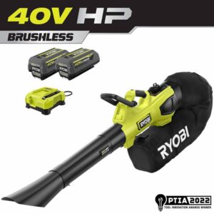 RY404150 40V HP Brushless 100 MPH 600 CFM Cordless Leaf Blower/Mulcher/Vacuum with (2) 4.0 Ah Batteries and Charger