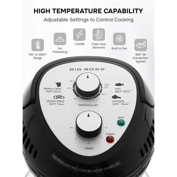 Big Boss 8605 16 Qt. Silver Oil-less Air Fryer with Built-In Timer - Image 3