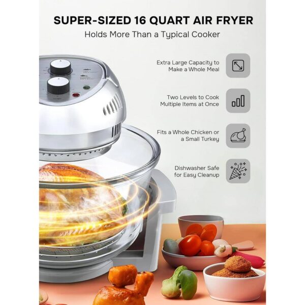 Big Boss 8605 16 Qt. Silver Oil-less Air Fryer with Built-In Timer - Image 6