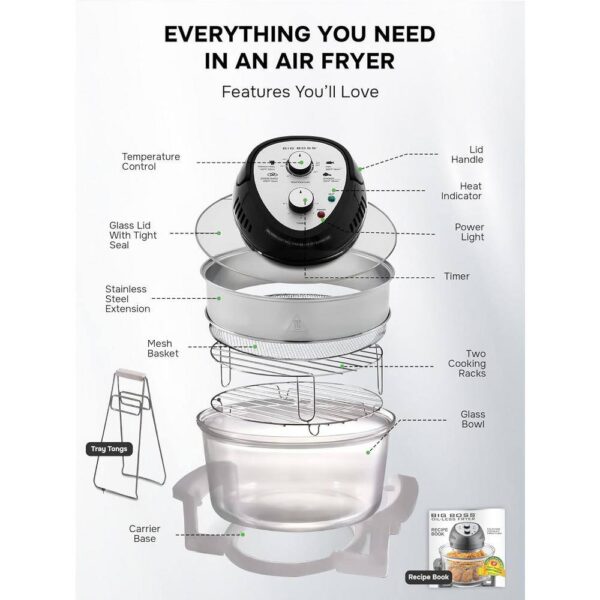 Big Boss 8605 16 Qt. Silver Oil-less Air Fryer with Built-In Timer - Image 2