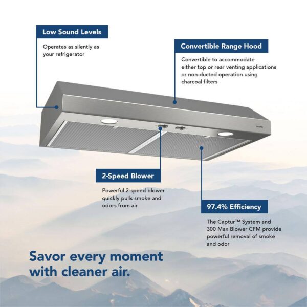 BCSD142SS  BCSD 42 in. 300 Max Blower CFM Convertible Under-Cabinet Range Hood with Easy Install System in Stainless Steel - Image 3