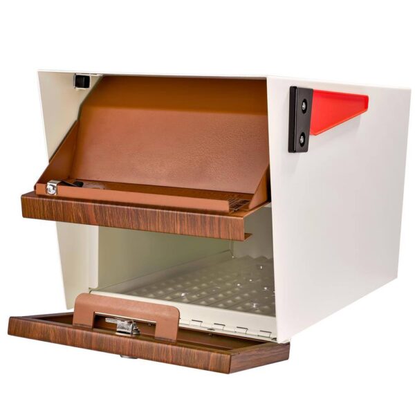 7520 Mail Manager Locking Post-Mount Mailbox with High Security Reinforced Patented Locking System, Cream White-Wood Grain - Image 8