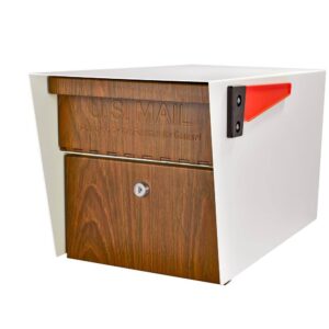 7520 Mail Manager Locking Post-Mount Mailbox with High Security Reinforced Patented Locking System, Cream White-Wood Grain