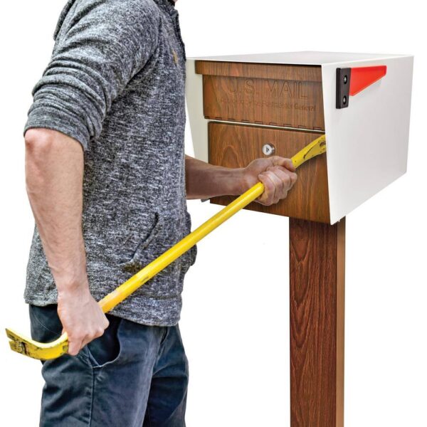 7520 Mail Manager Locking Post-Mount Mailbox with High Security Reinforced Patented Locking System, Cream White-Wood Grain - Image 6