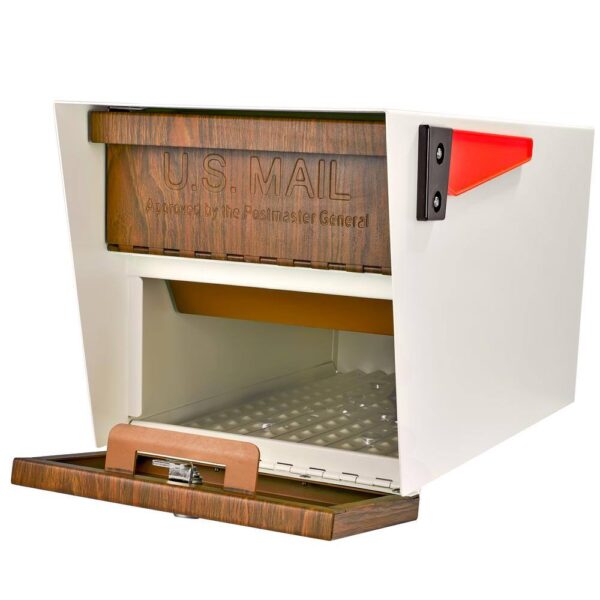 7520 Mail Manager Locking Post-Mount Mailbox with High Security Reinforced Patented Locking System, Cream White-Wood Grain - Image 7