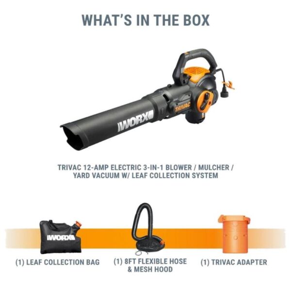 WG524 70 MPH 620 CFM 12 Amp Electric Leaf Blower Mulcher and Vacuum - Image 2